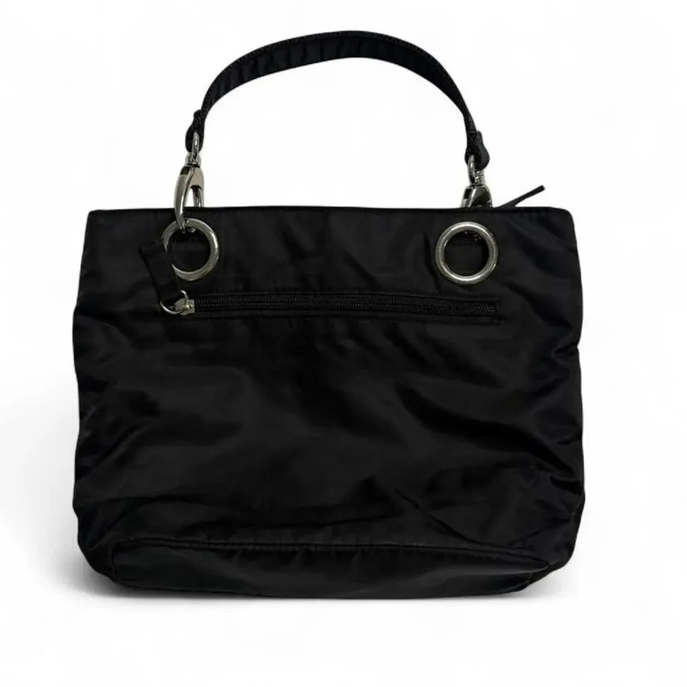 Black Bebe vintage Y2K small handbag shoulder bag with silver hardware